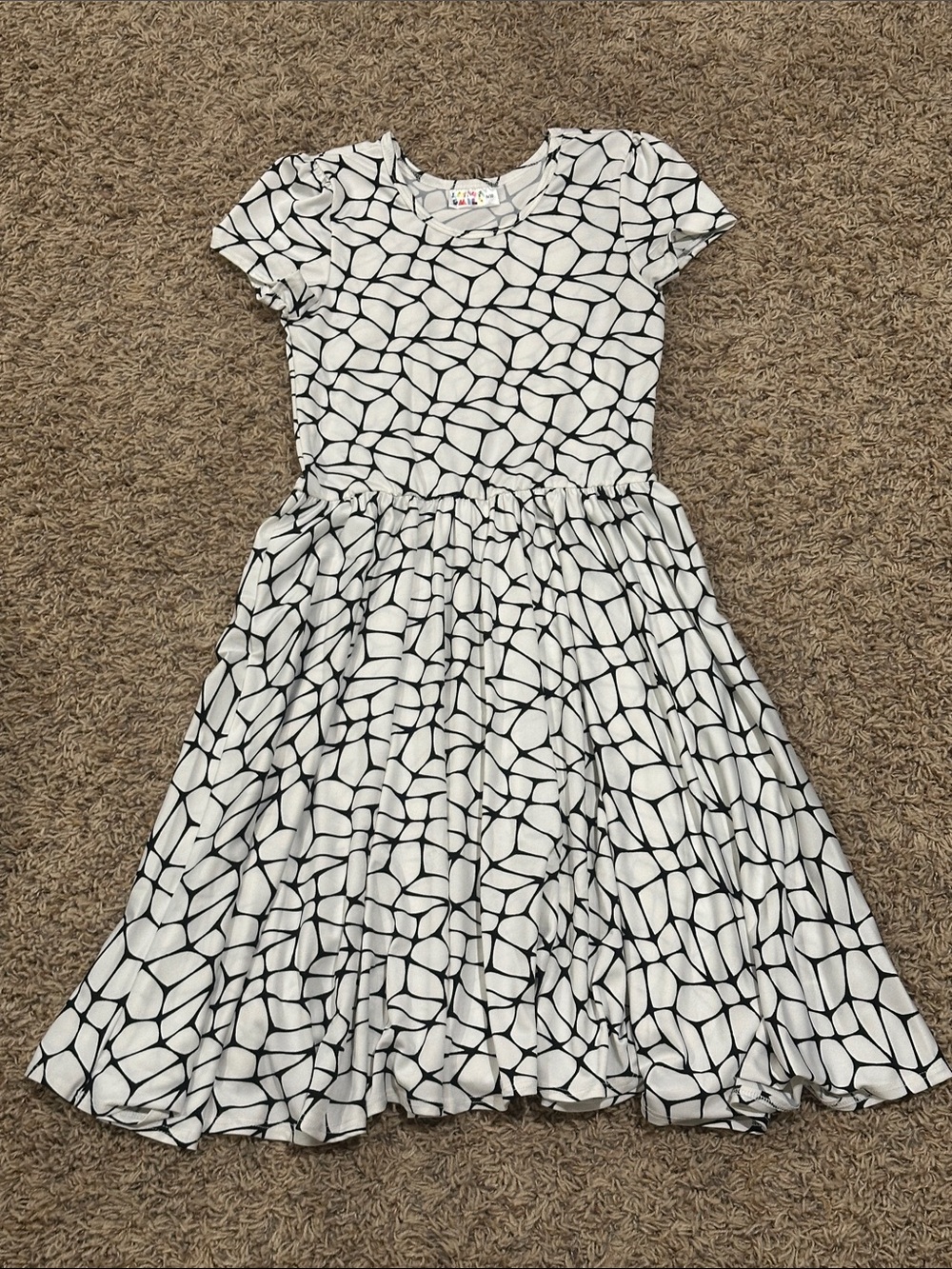 DOT DOT SMILE - Black and White Geometric Pattern Girls Dress - size 8/10